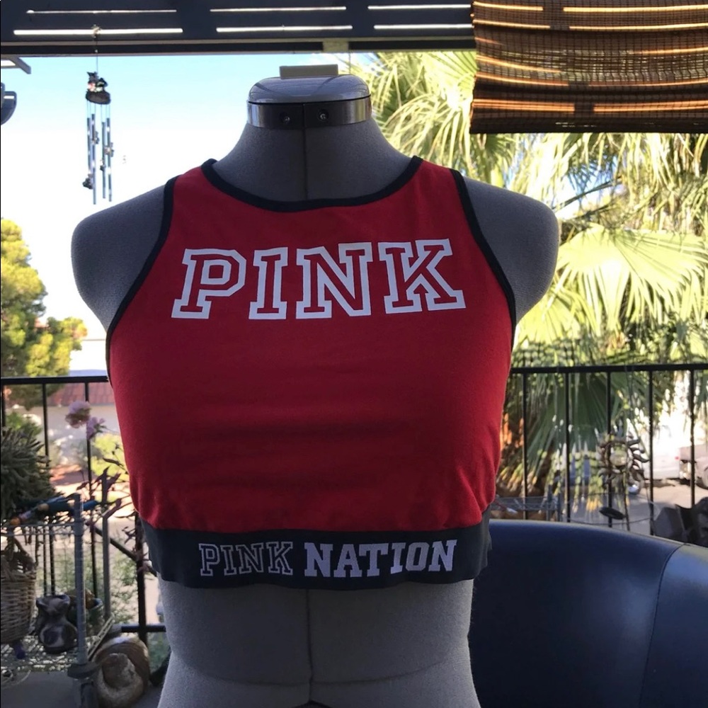 PINK sports bra large red